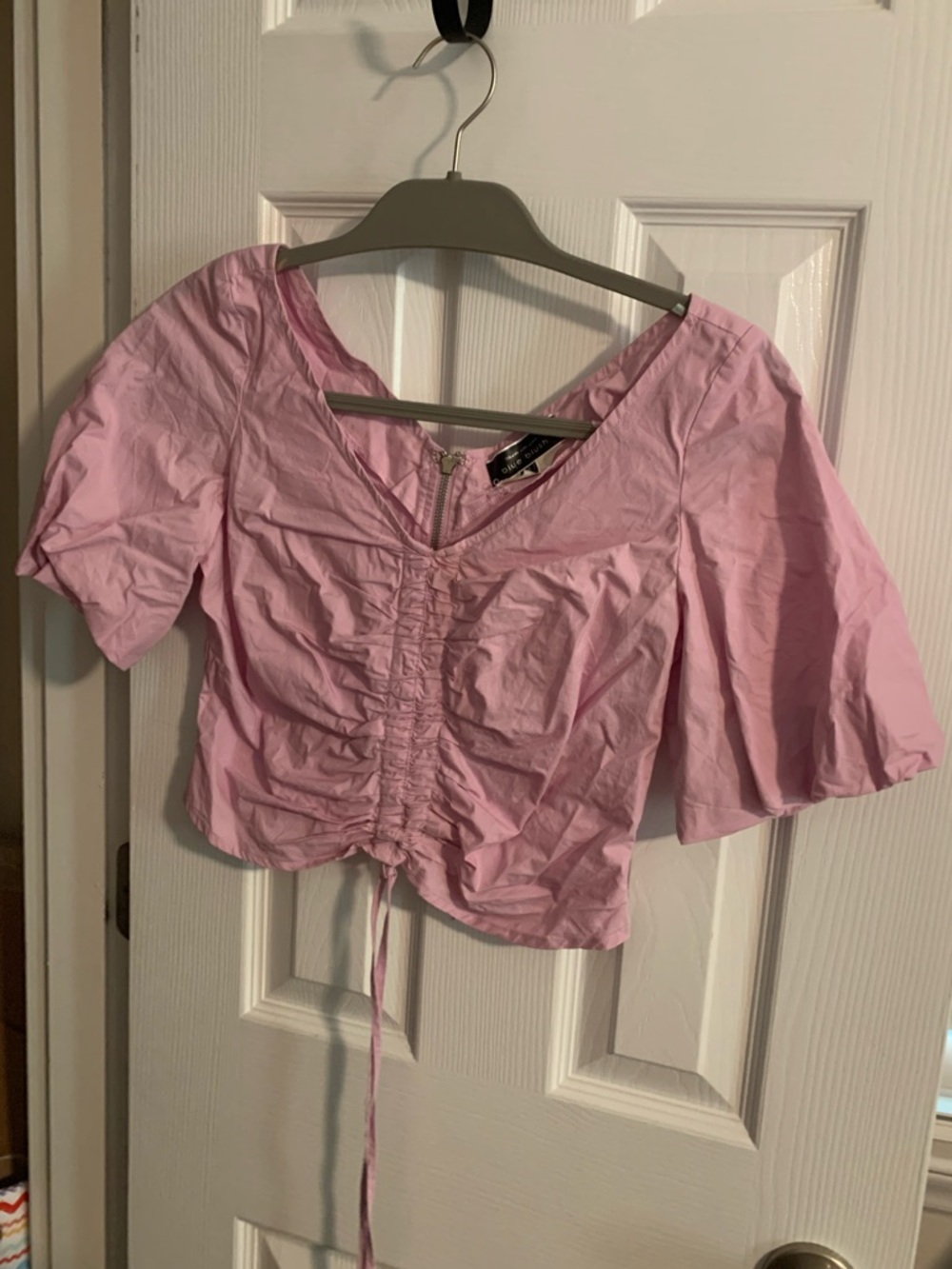 Blue Blush Light Pink Ruched Crop Top